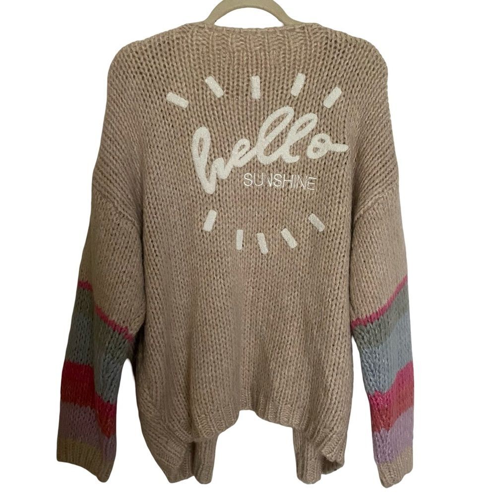 New Saltwater LUXE Hello SUNSHINE Cardigan Beige Size XL